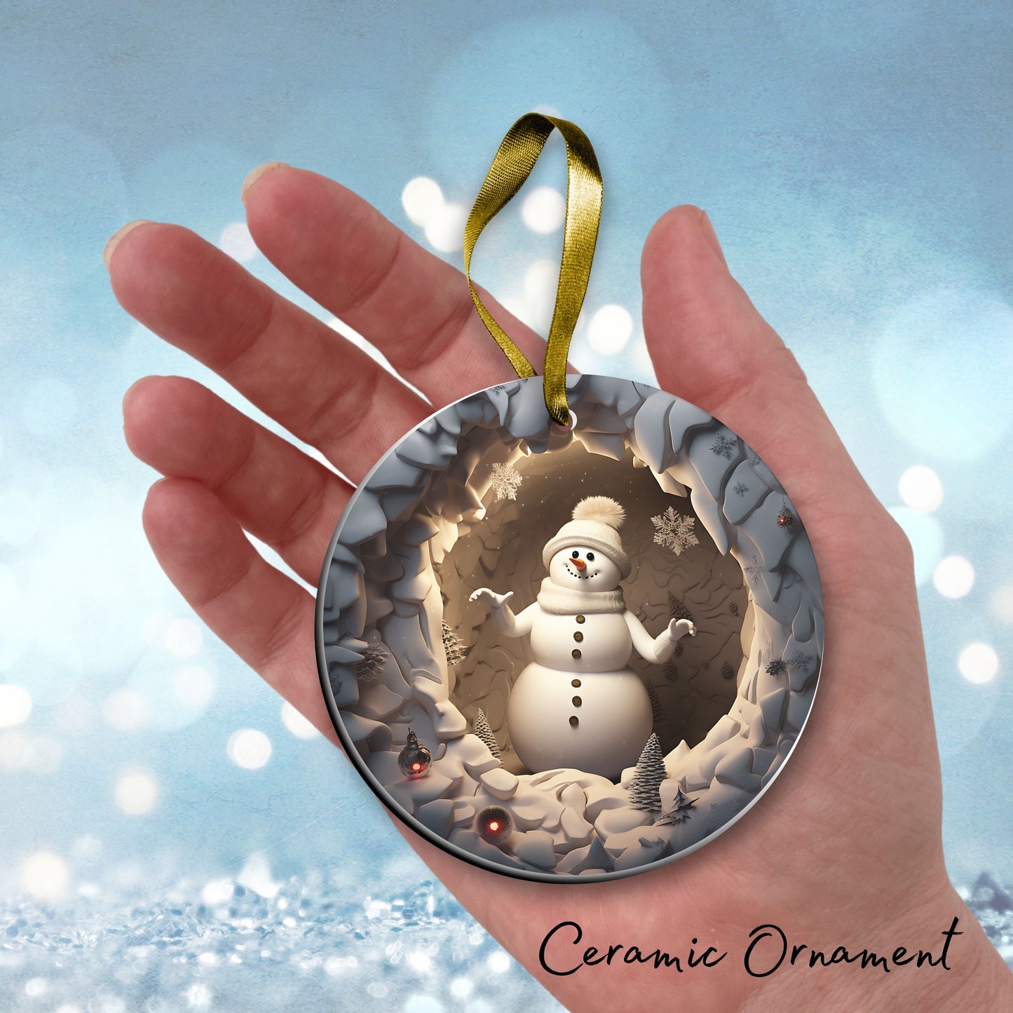 Busting Out Snowman Ceramic Ornament 80-21