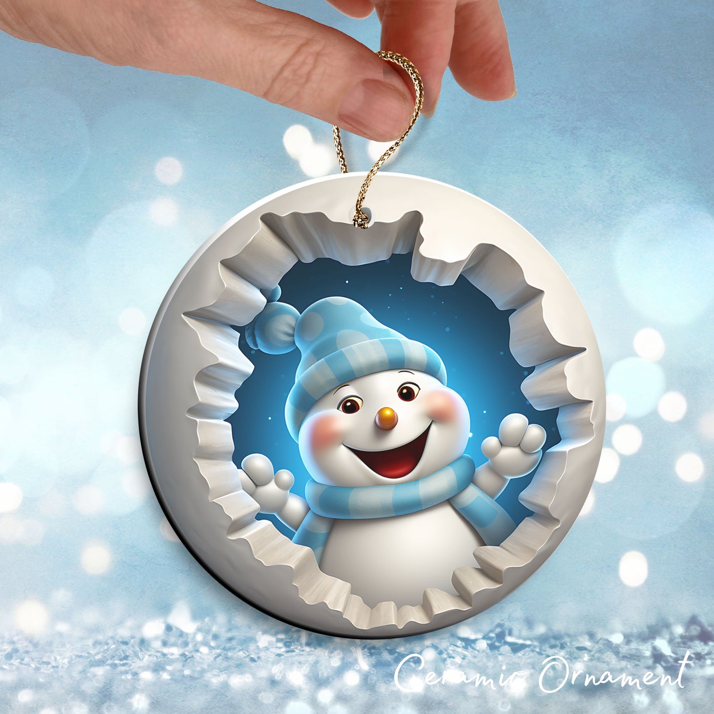 Busting Out Snowman Ceramic Ornament 80-22