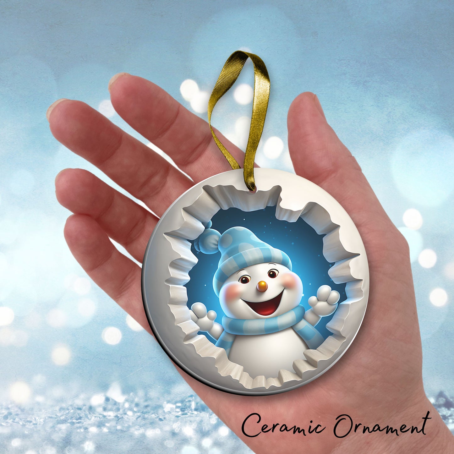 Busting Out Snowman Ceramic Ornament 80-22