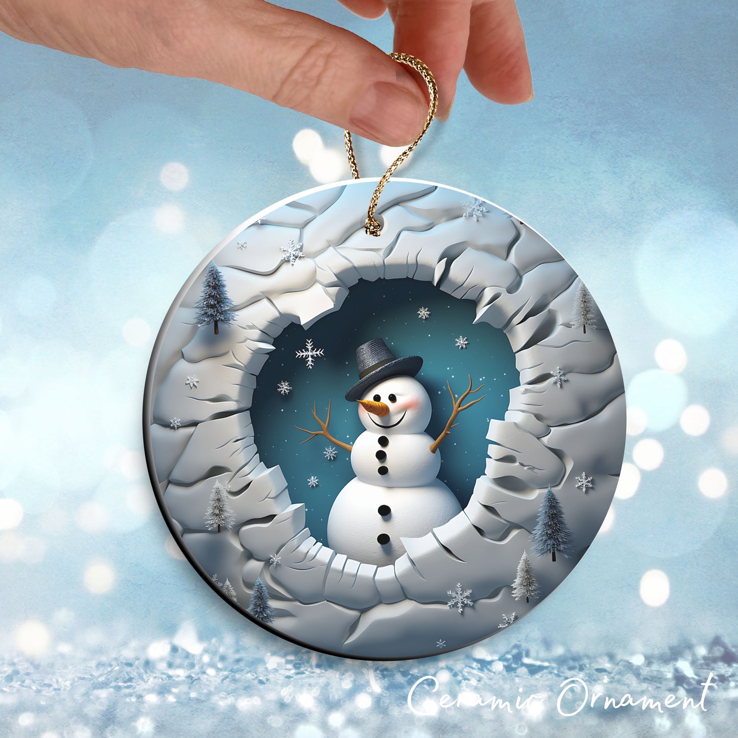 Busting Out Snowman Ceramic Ornament 80-23