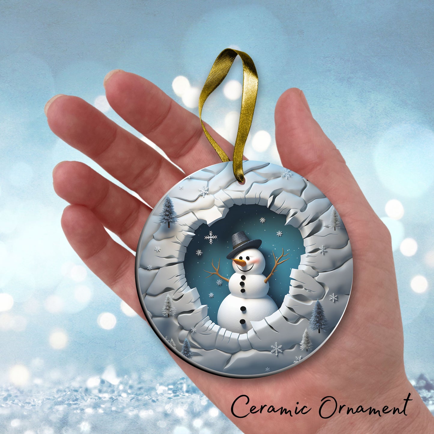Busting Out Snowman Ceramic Ornament 80-23