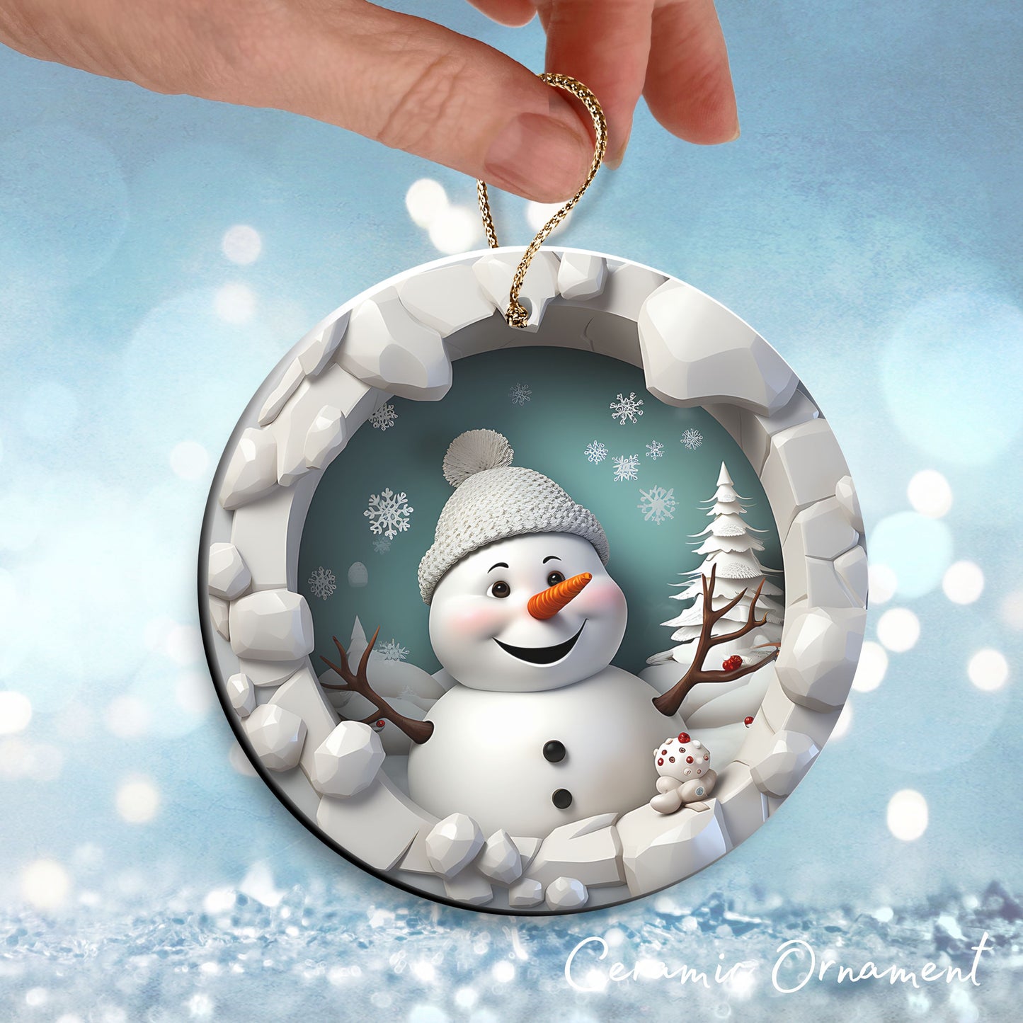 Busting Out Snowman Ceramic Ornament 80-25