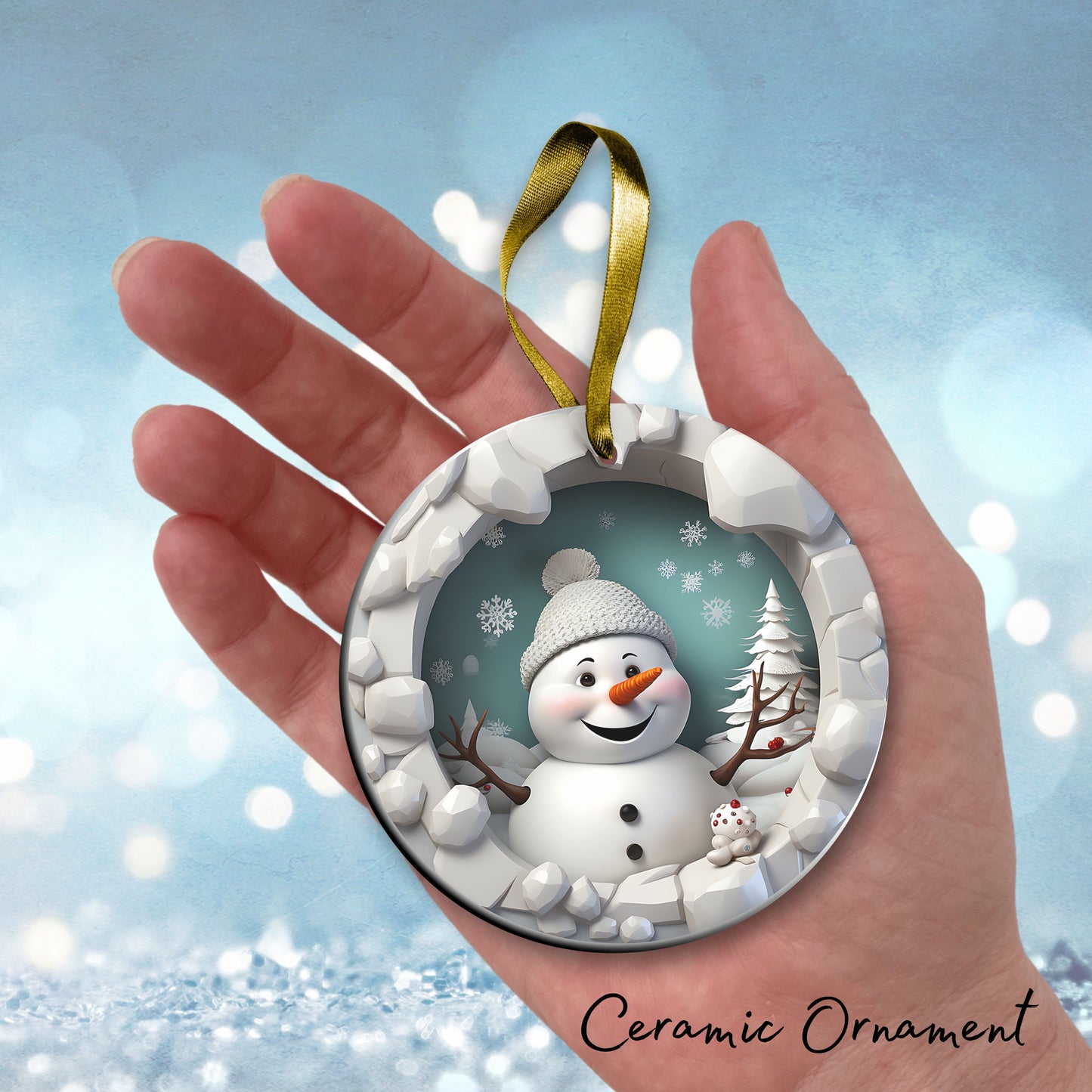 Busting Out Snowman Ceramic Ornament 80-25