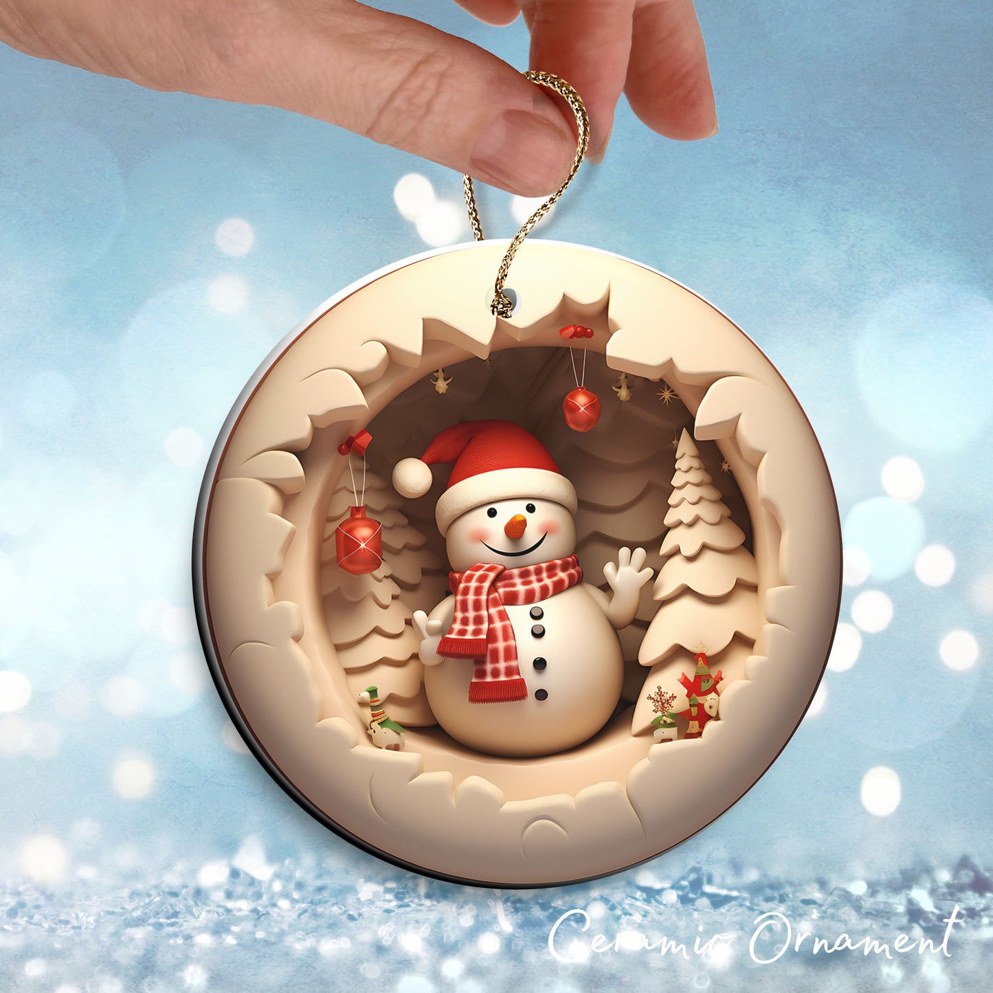 Busting Out Snowman Ceramic Ornament 80-27
