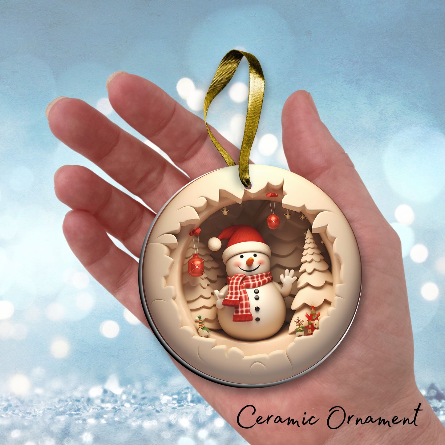 Busting Out Snowman Ceramic Ornament 80-27