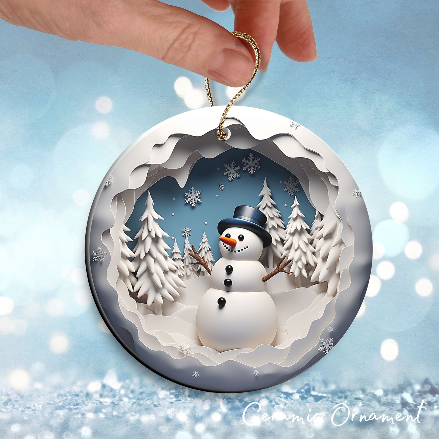 Busting Out Snowman Ceramic Ornament 80-28