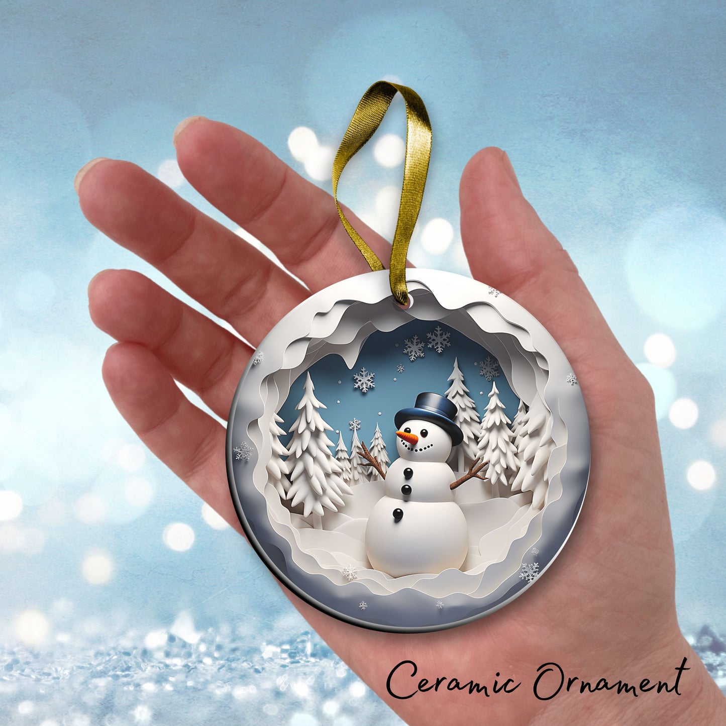 Busting Out Snowman Ceramic Ornament 80-28