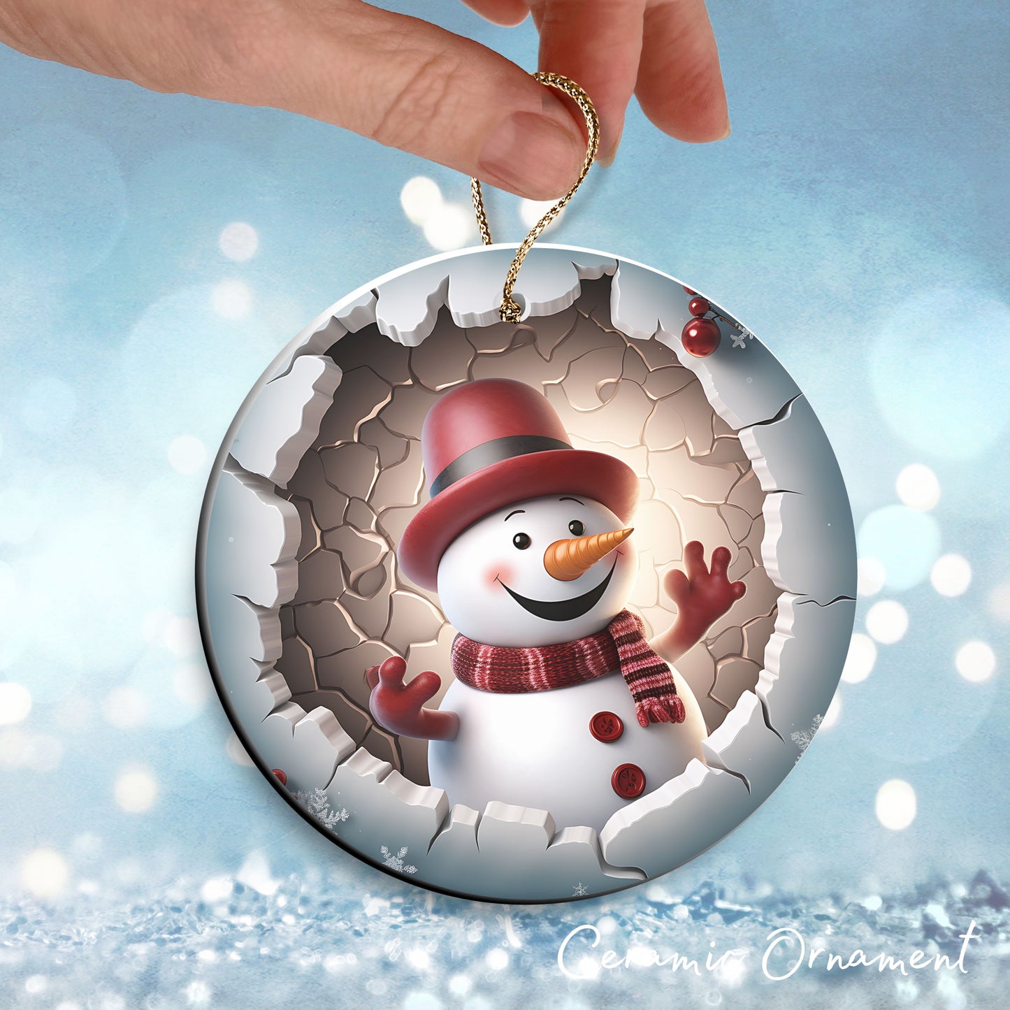 Busting Out Snowman Ceramic Ornament 80-29