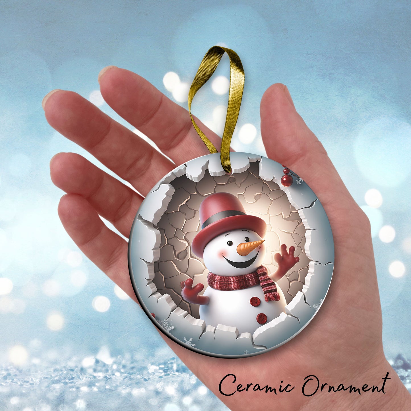 Busting Out Snowman Ceramic Ornament 80-29