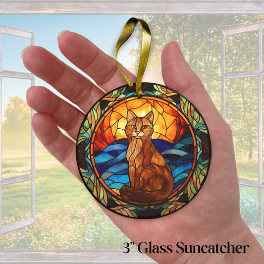 CAT Vibrant Colors Glass Suncatcher 213-04