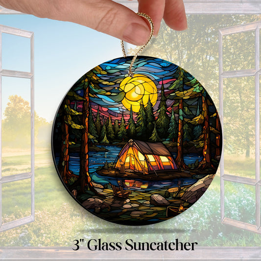 Camping and Fires Stained Glass Sun Catcher - Outdoors - 231-02