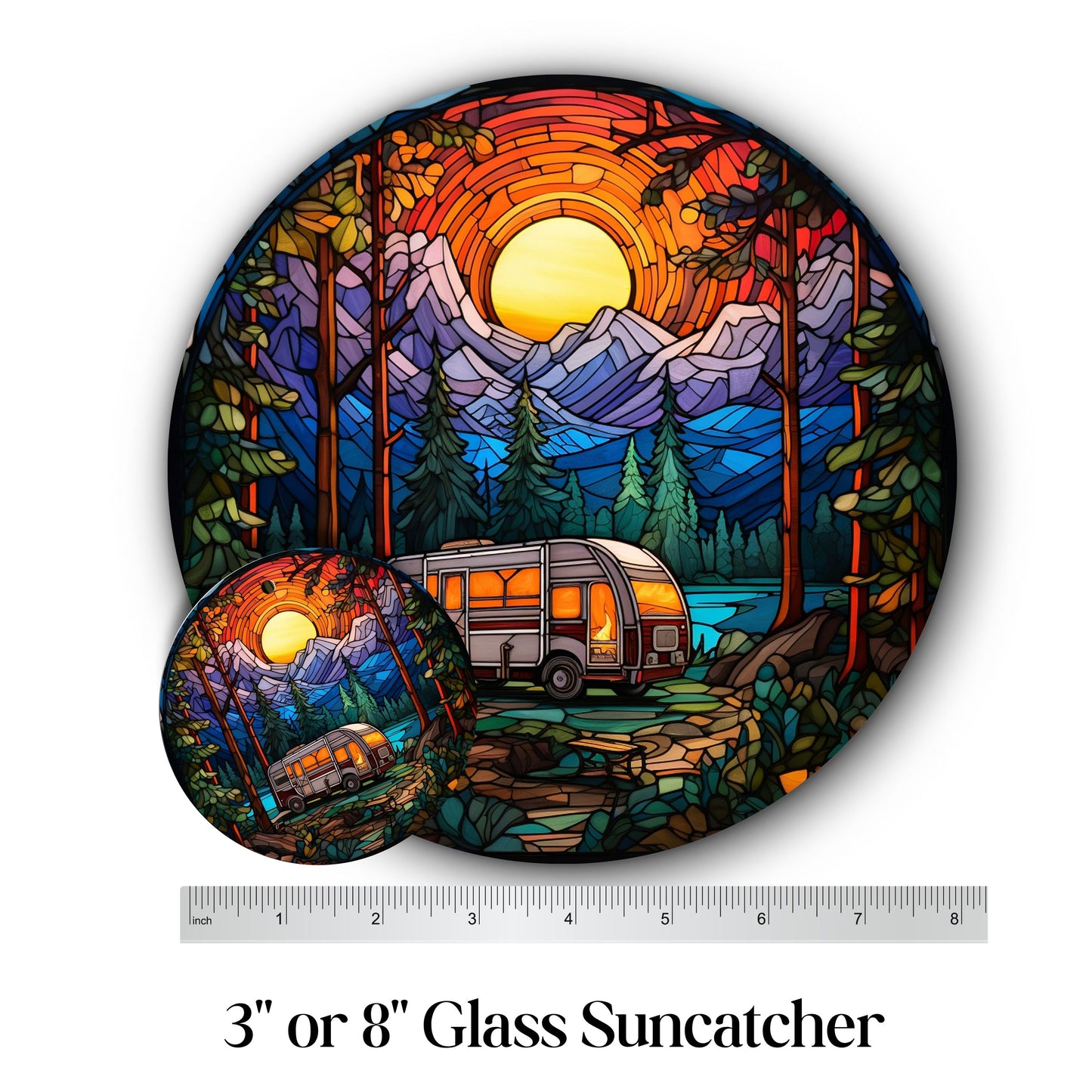 Camping and Fires Stained Glass Sun Catcher - Outdoors - 231-05