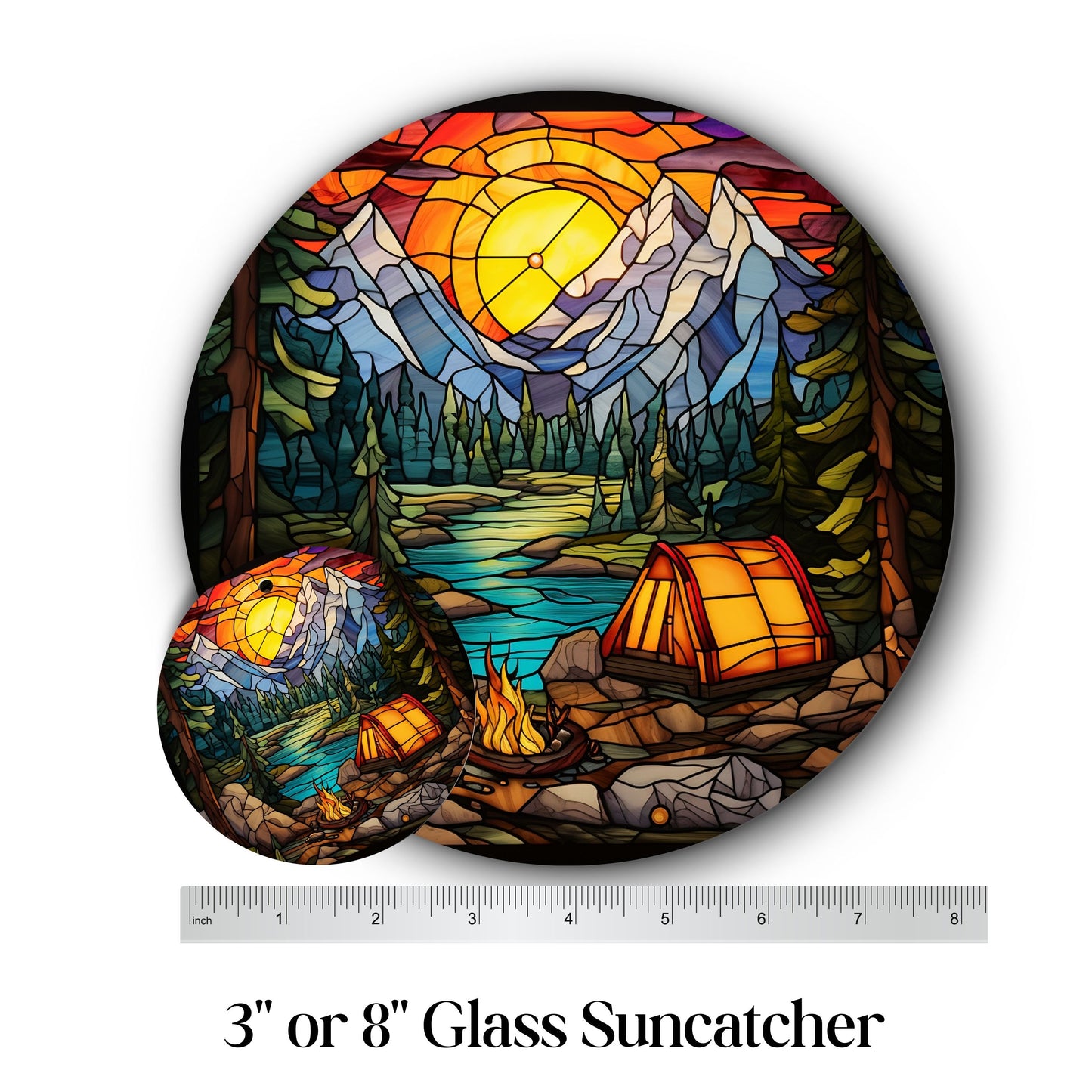 Camping and Fires Stained Glass Sun Catcher - Outdoors - 231-06