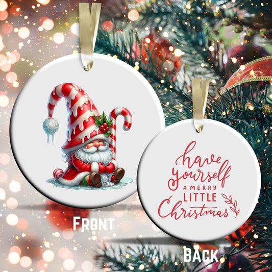 Candy Cane Icing Gnome Ceramic Ornament 50-14