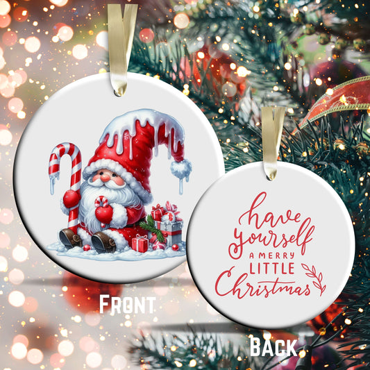 Candy Cane Icing Gnome Ceramic Ornament 50-15