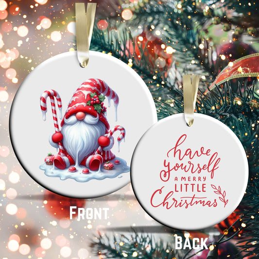 Candy Cane Icing Gnome Ceramic Ornament 50-17