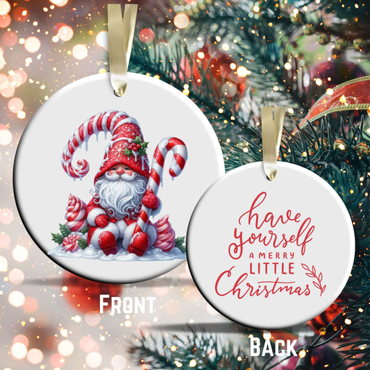 Candy Cane Icing Gnome Ceramic Ornament 50-20