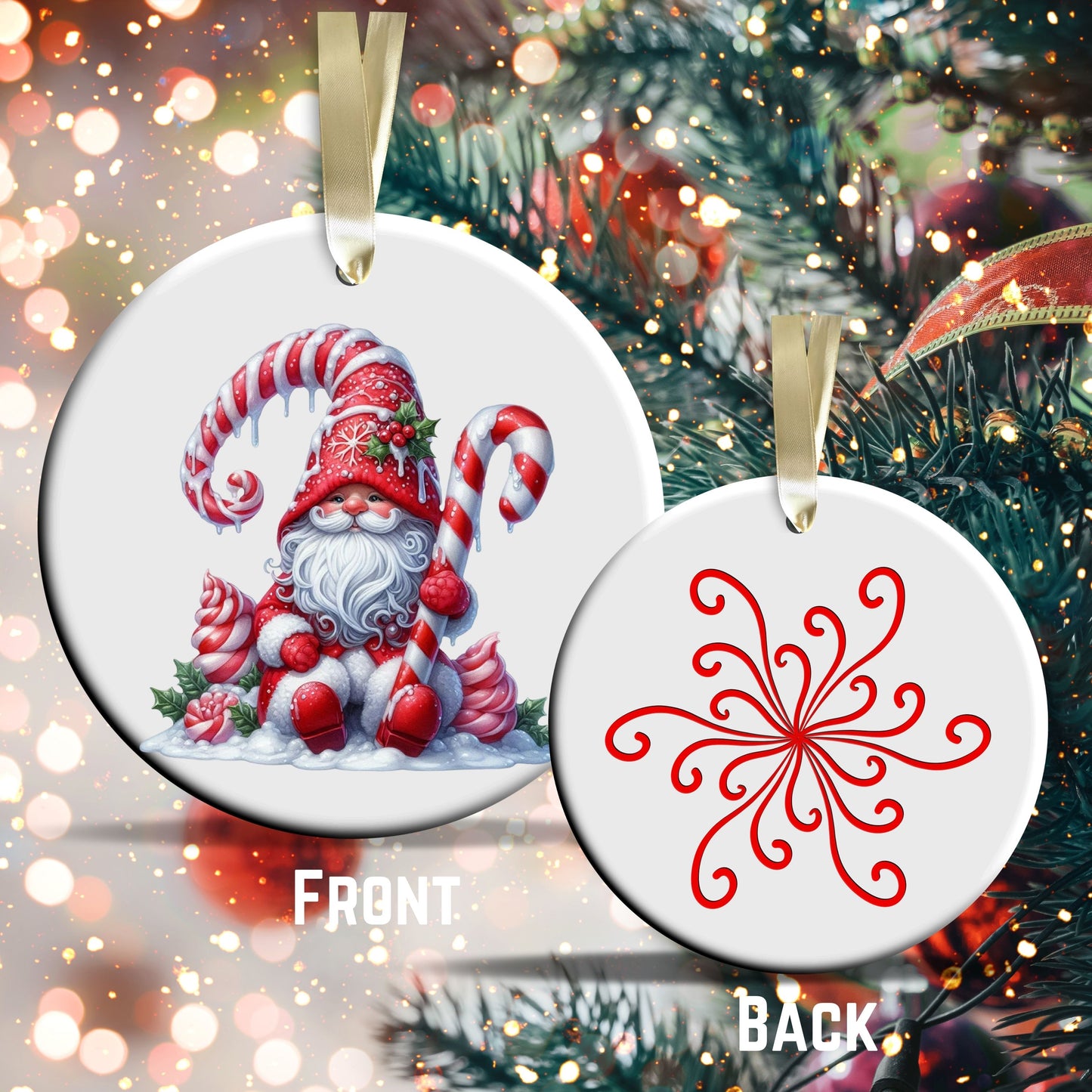 Candy Cane Icing Gnome Ceramic Ornament 50-20