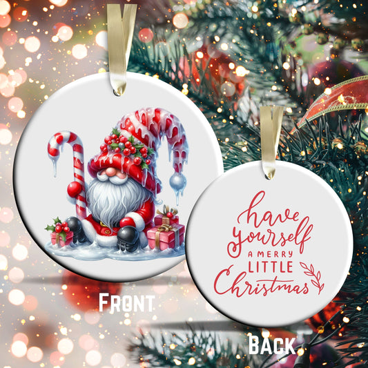 Candy Cane Icing Gnome Ceramic Ornament 50-22