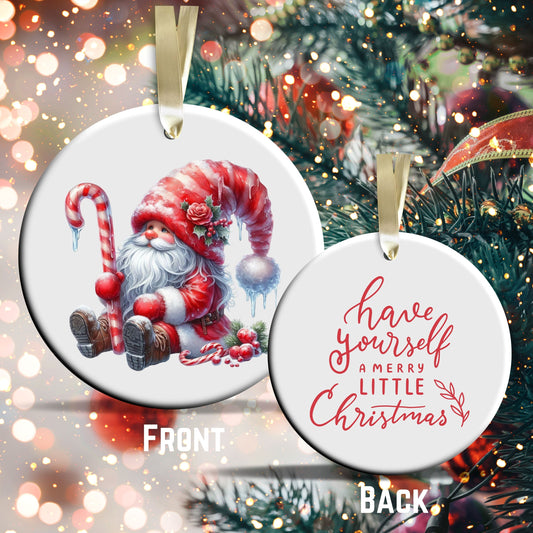 Candy Cane Icing Gnome Ceramic Ornament 50-23