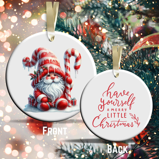 Candy Cane Icing Gnome Ceramic Ornament 50-25