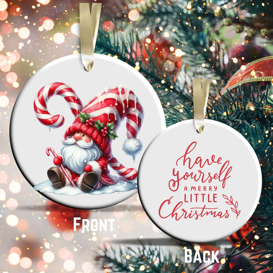 Candy Cane Icing Gnome Ceramic Ornament 50-27