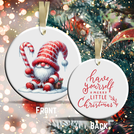 Candy Cane Icing Gnome Ceramic Ornament 50-28
