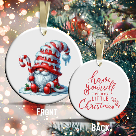 Candy Cane Icing Gnome Ceramic Ornament 50-29