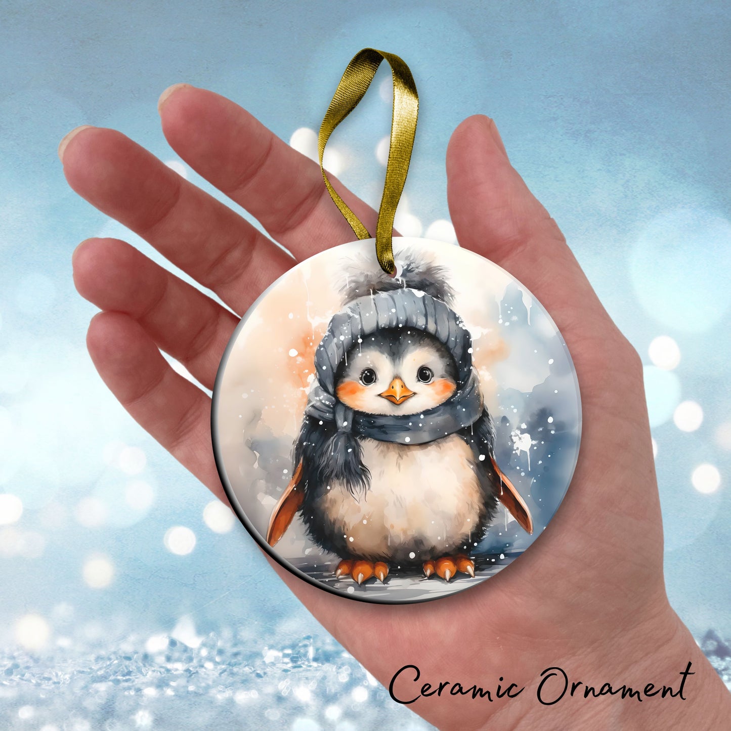 Christmas Penguin Ceramic Ornament Set 28-04