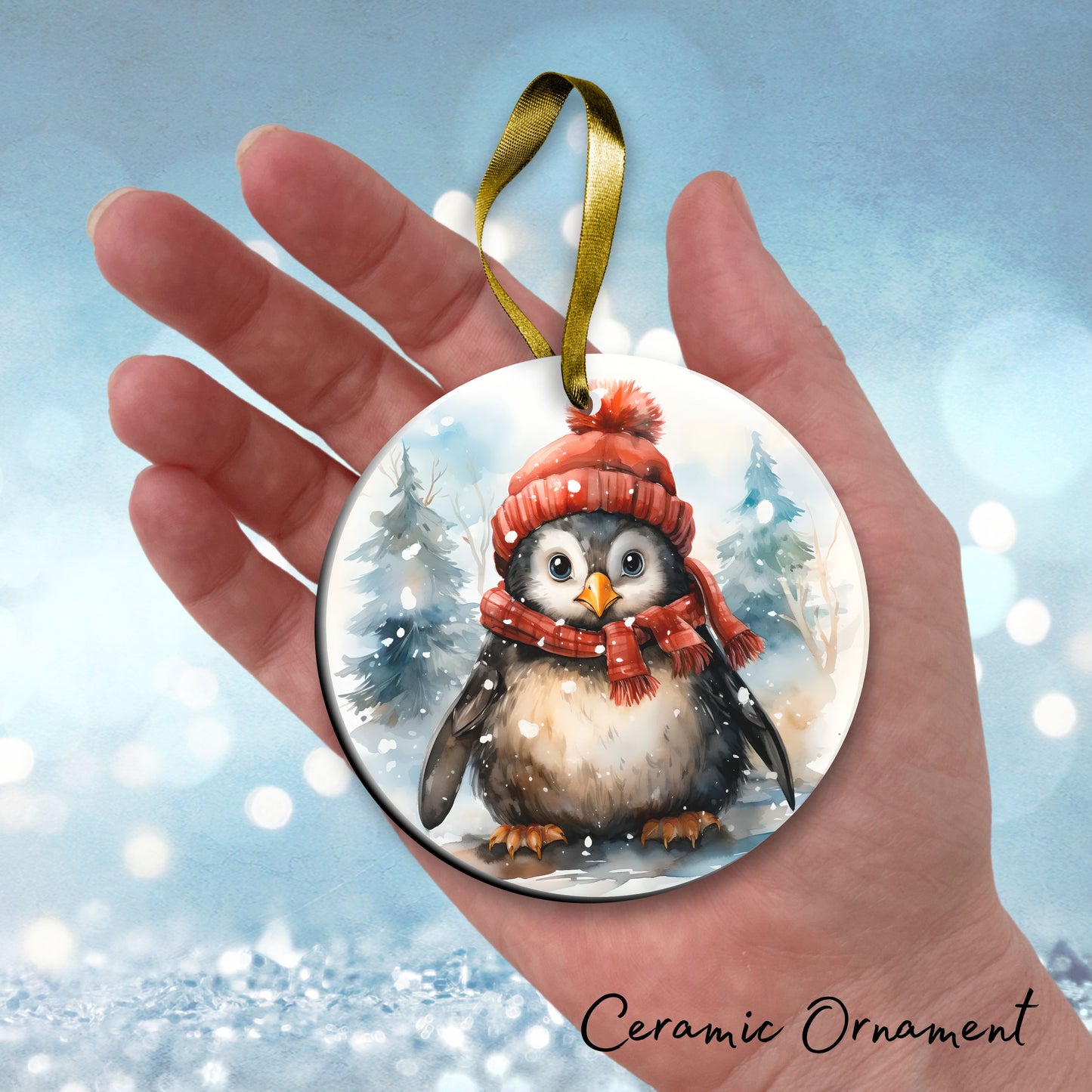 Christmas Penguin Ceramic Ornament Set 28-05