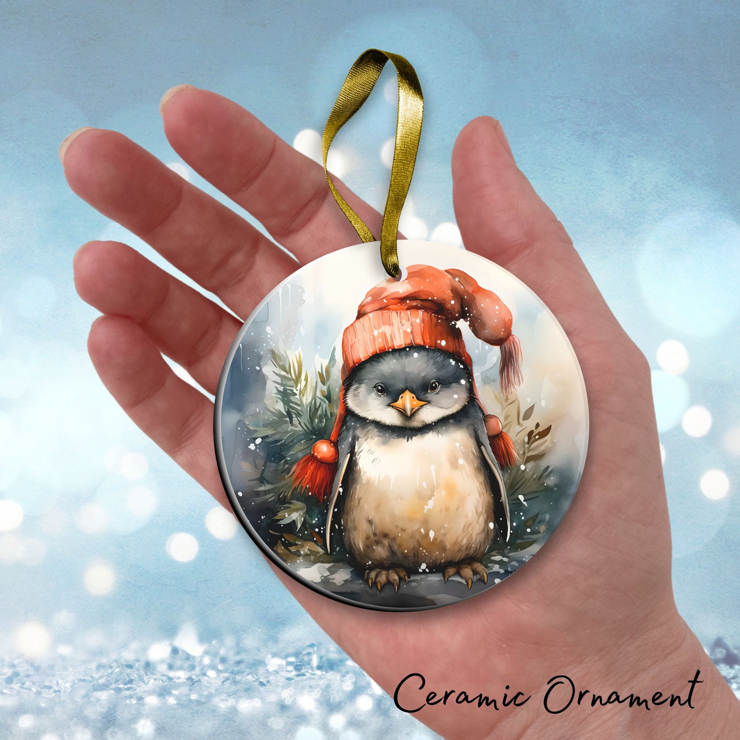 Christmas Penguin Ceramic Ornament Set 28-06