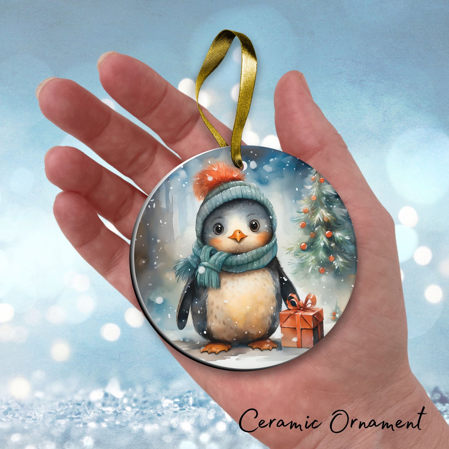 Christmas Penguin Ceramic Ornament Set 28-02
