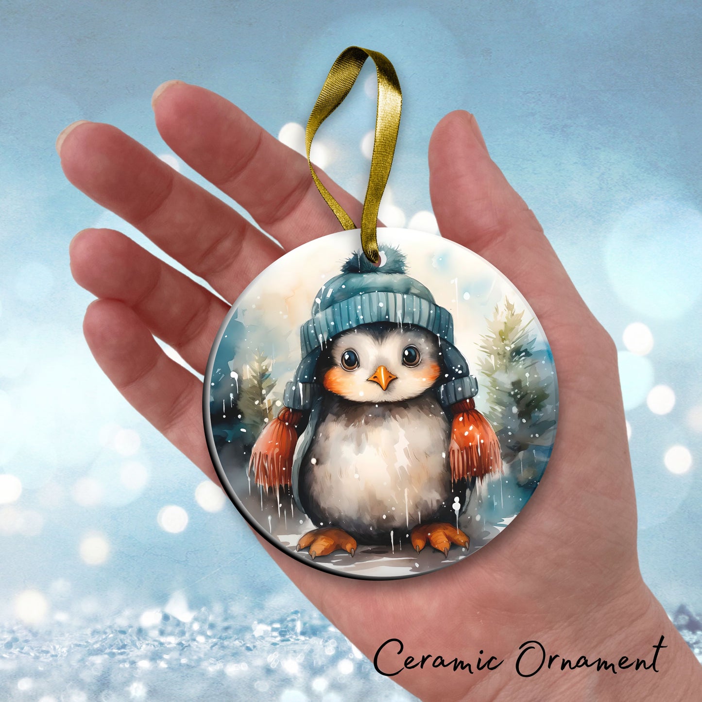 Christmas Penguin Ceramic Ornament Set 28-03