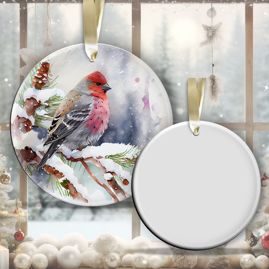 Handcrafted Christmas Pine Grosbeak Bird Ornament