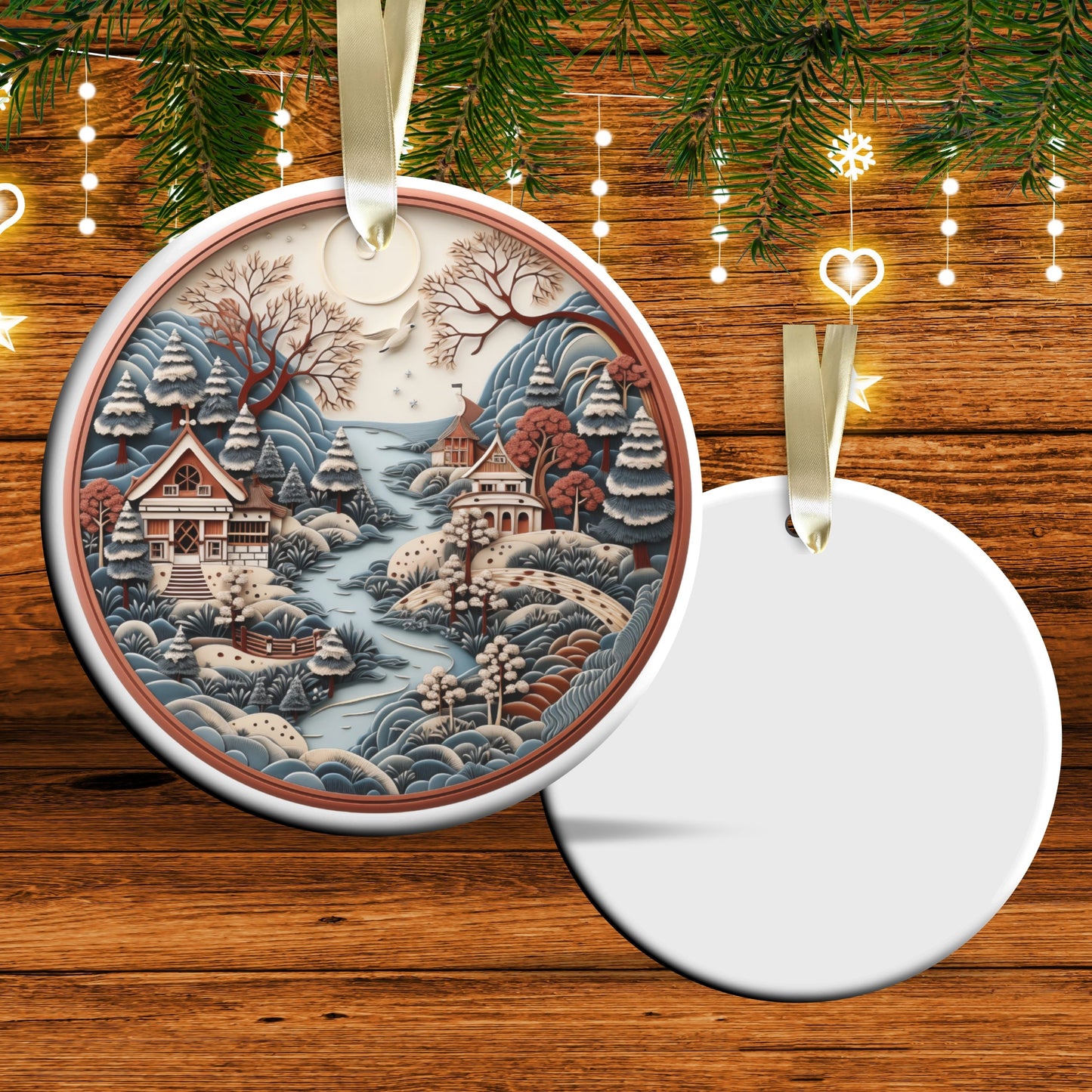 Christmas Ceramic Ornament 61-01 Happy Holidays Keepsake Bauble