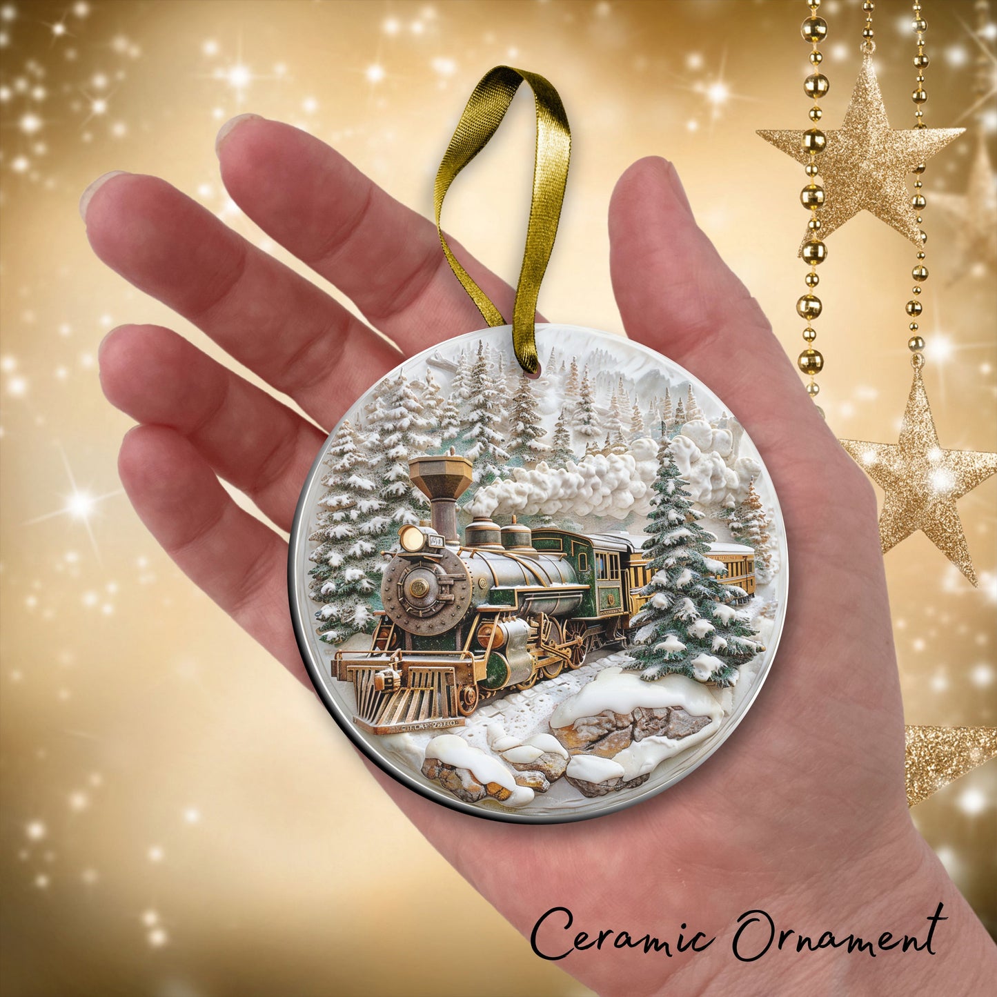 Christmas Train Ceramic Ornament 34-11