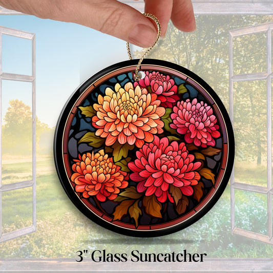Chrysanthemum Stained Glass Sun Catcher - Flowers & Plants - 244-05