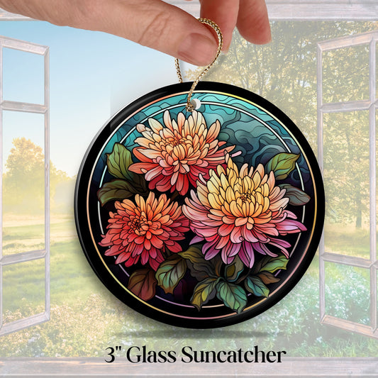 Chrysanthemum Stained Glass Sun Catcher - Flowers & Plants - 244-08