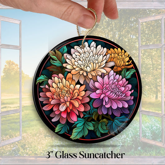 Chrysanthemum Stained Glass Sun Catcher - Flowers & Plants - 244-01