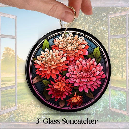 Chrysanthemum Stained Glass Sun Catcher - Flowers & Plants - 244-03