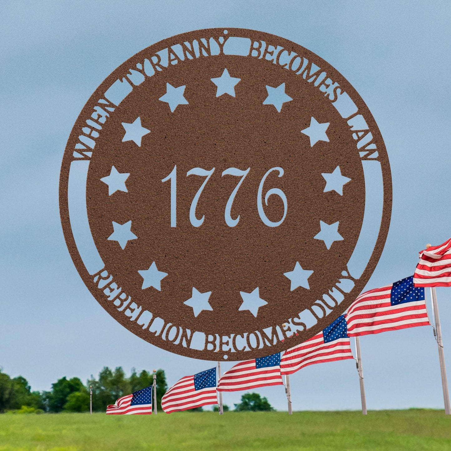 Patriotic 1776 & 13 Stars Metal Sign Wall Art