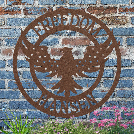 Freedom Flying Eagle with Stars Metal Sign