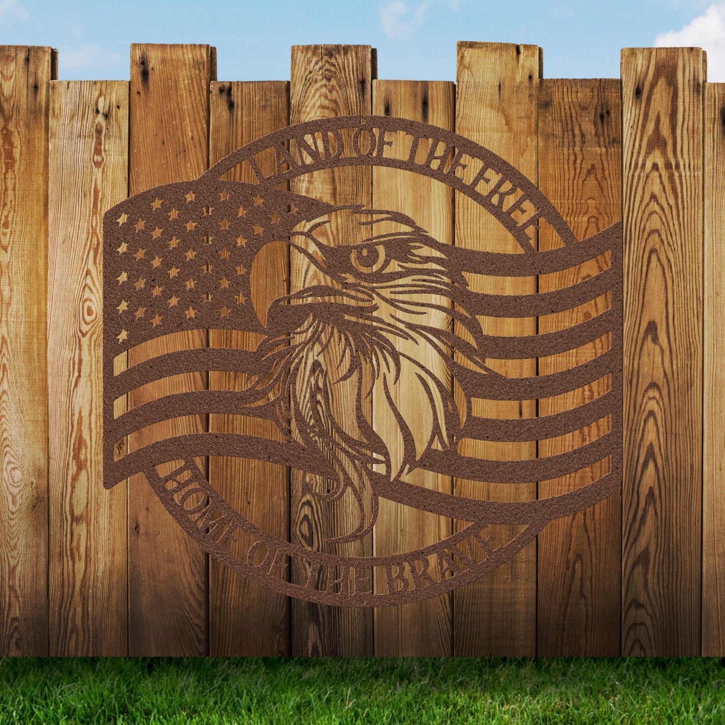 Patriotic Metal Sign With American Flag and Eagle