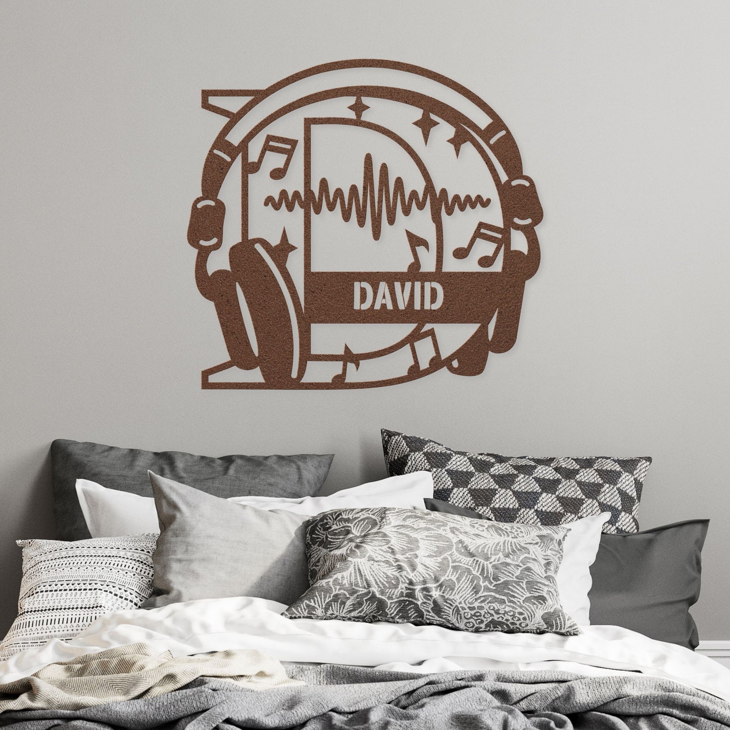 Personalized Headphones Monogram Letter D - Metal Sign