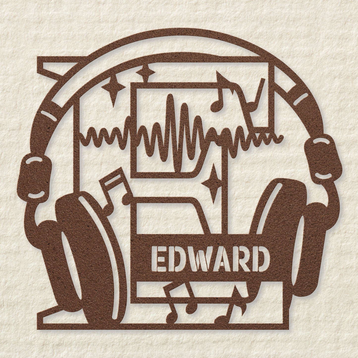 Personalized Headphones Monogram Letter E - Metal Sign