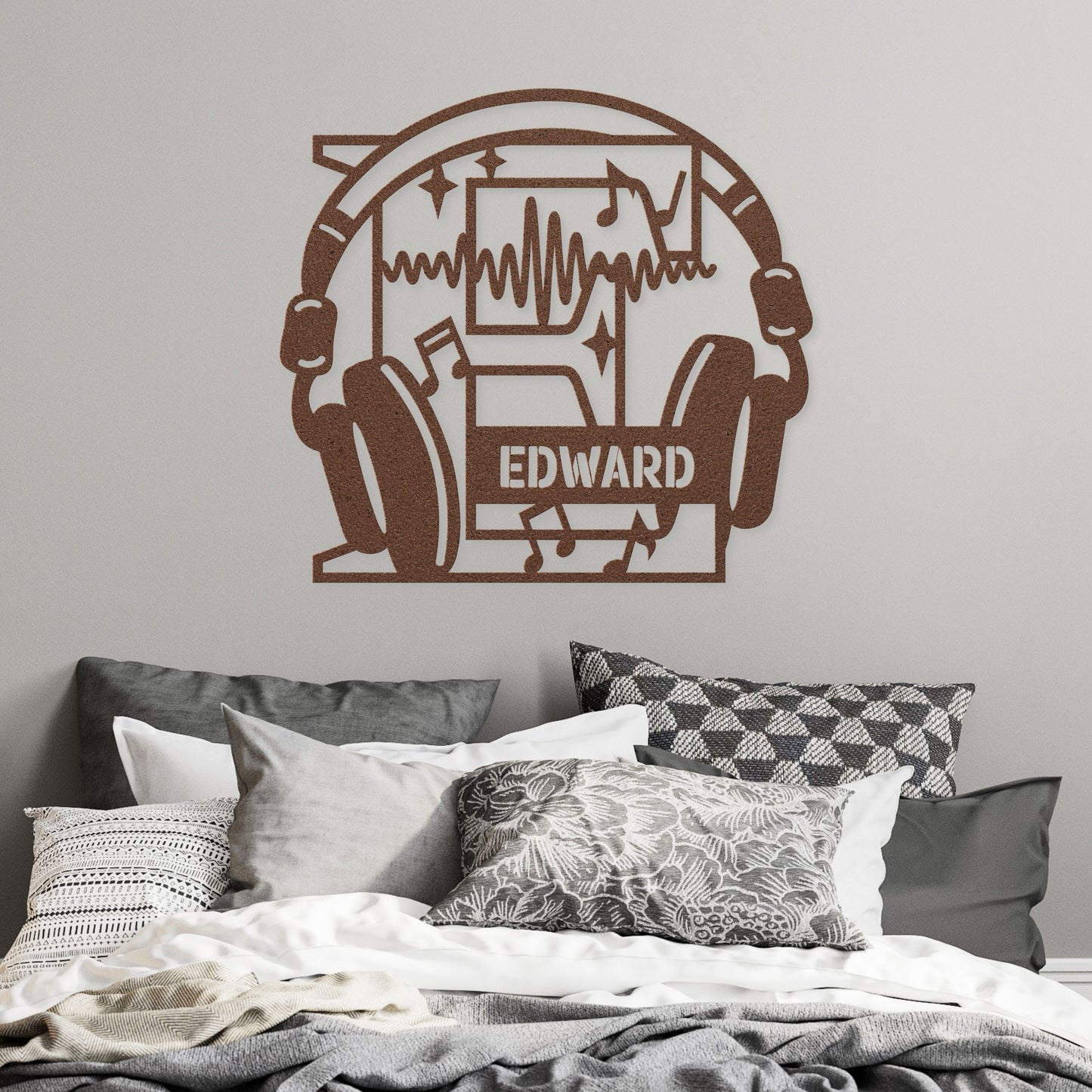 Personalized Headphones Monogram Letter E - Metal Sign