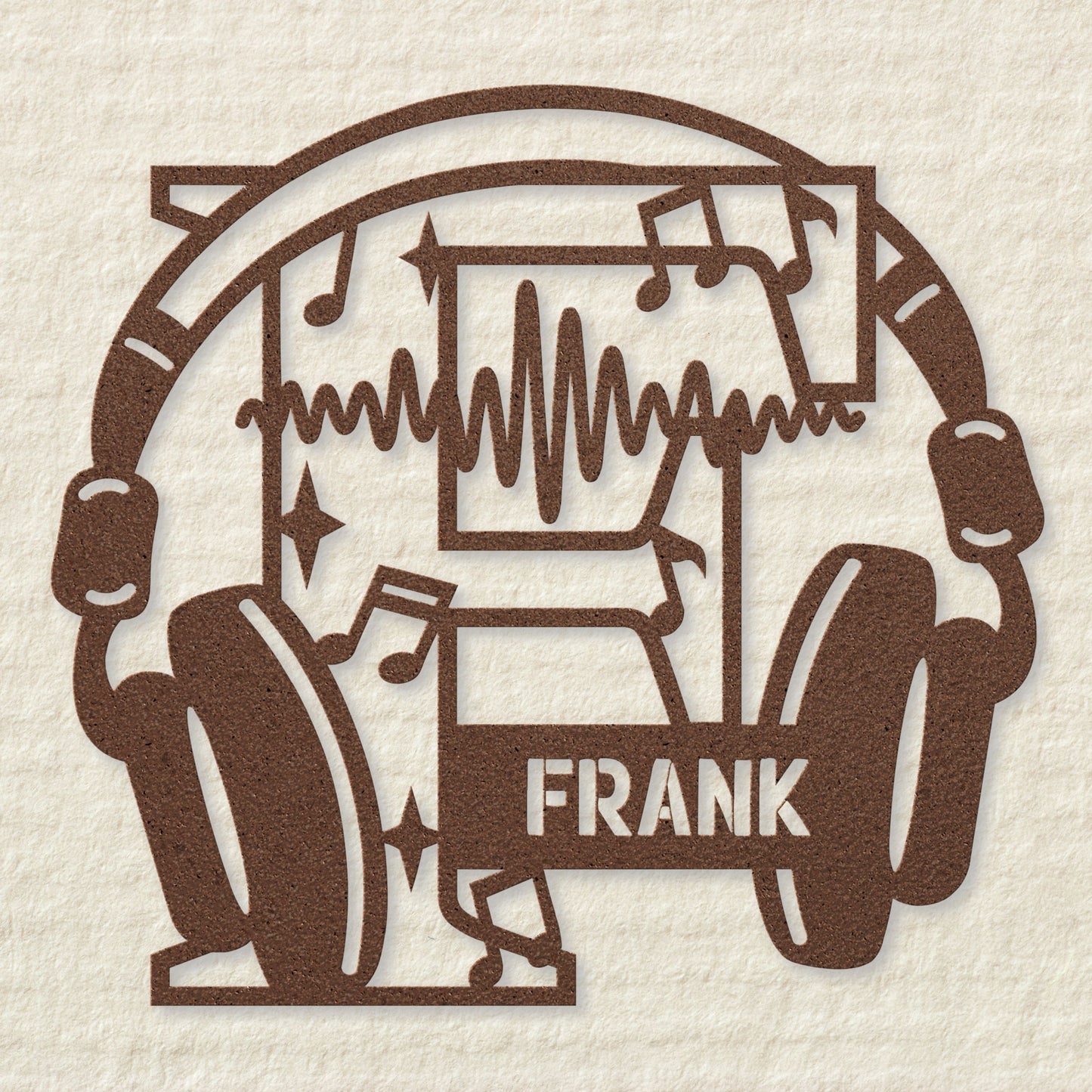 Personalized Headphones Monogram Letter F - Metal Sign