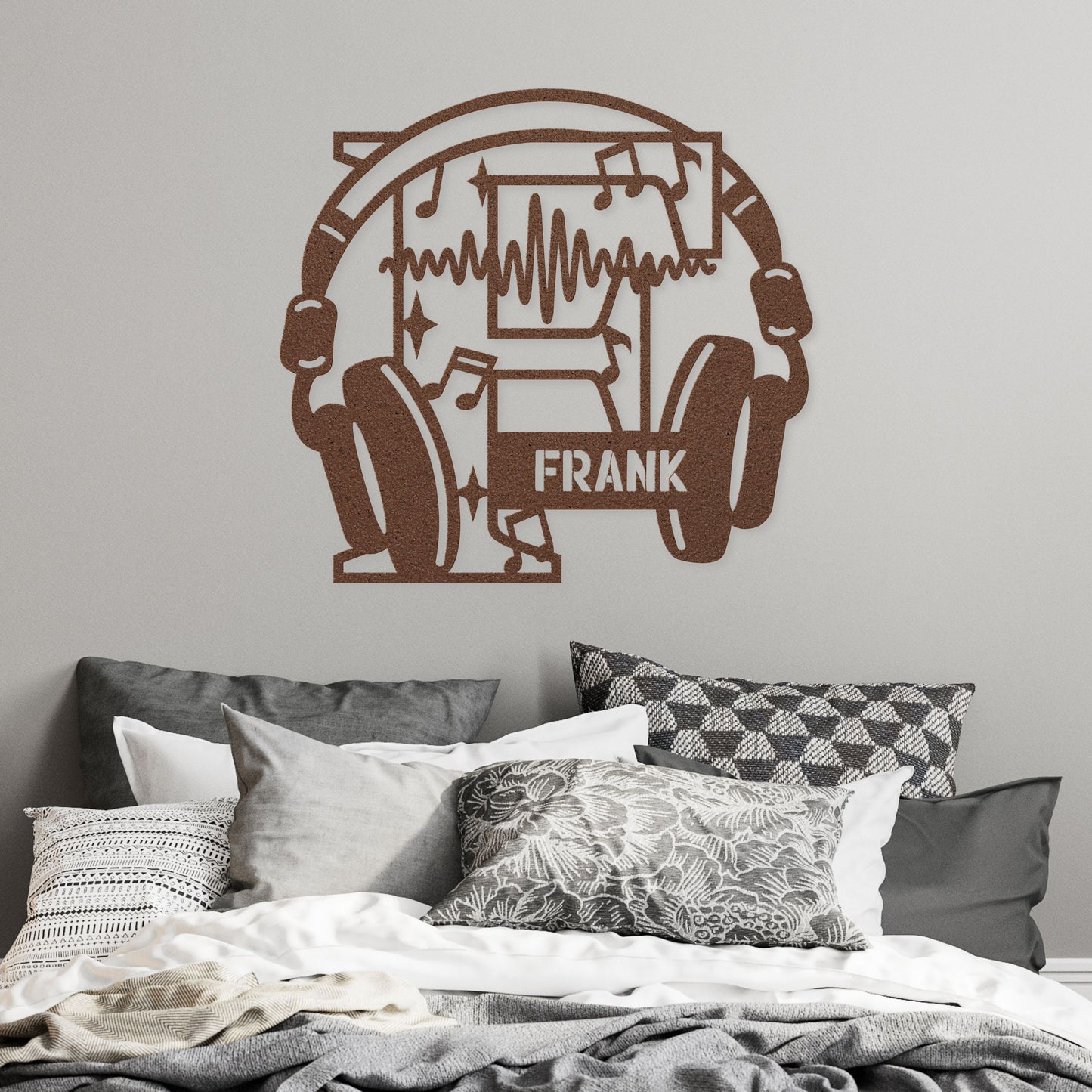 Personalized Headphones Monogram Letter F - Metal Sign