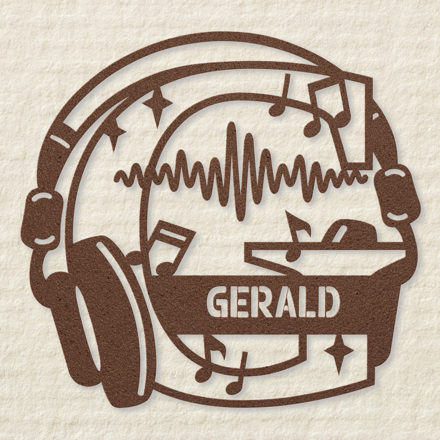 Personalized Headphones Monogram Letter G - Metal Sign