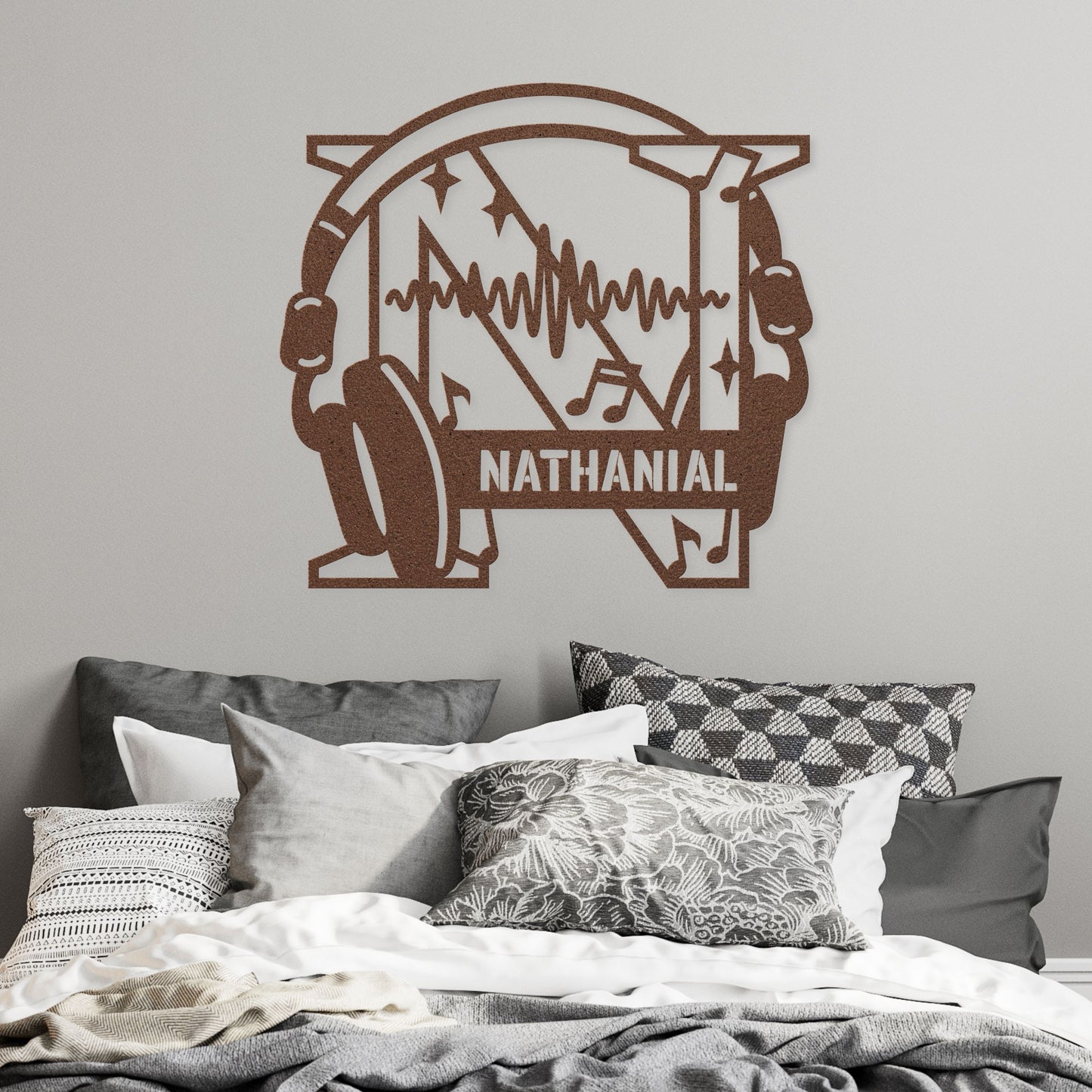 Personalized Headphones Monogram Letter N - Metal Sign